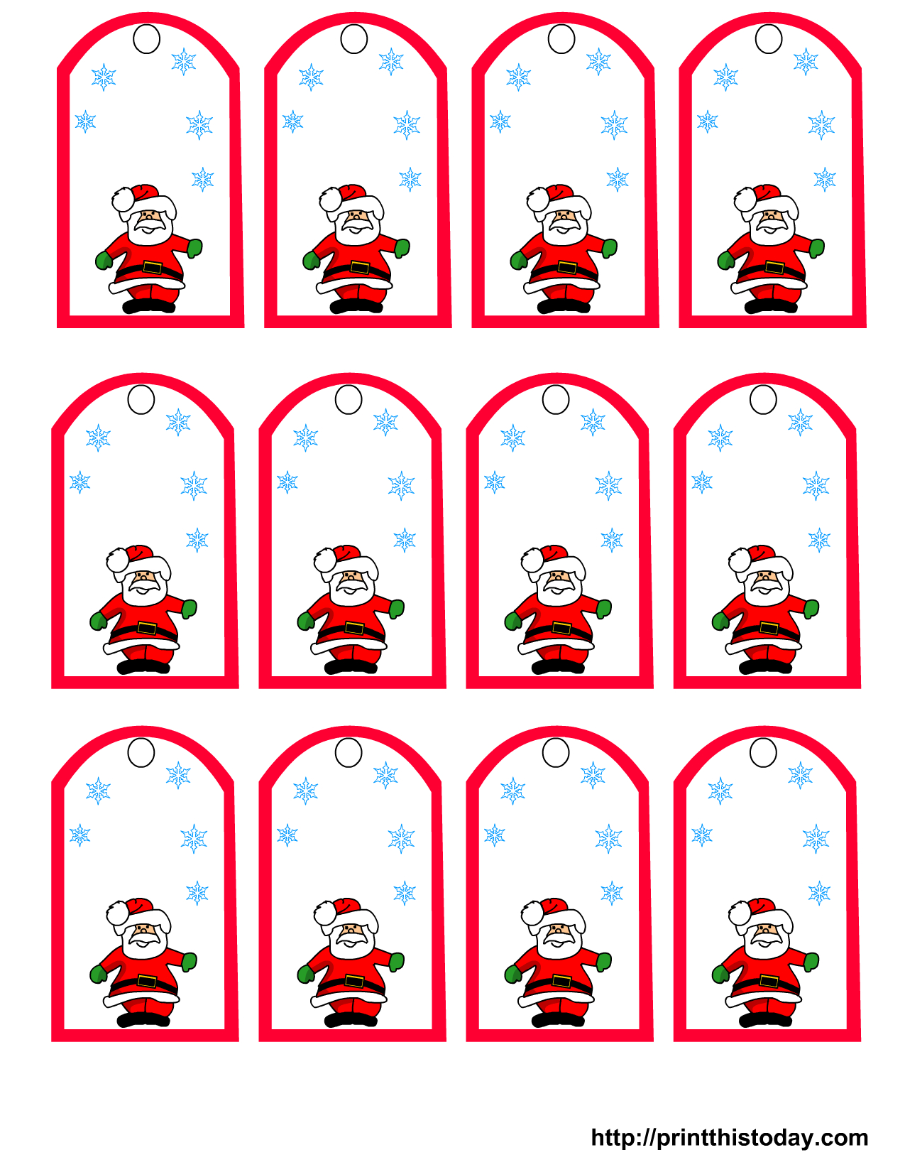 Santa Claus And Snowflakes, Free Printable Christmas Gift Tags - Free Printable Christmas Labels