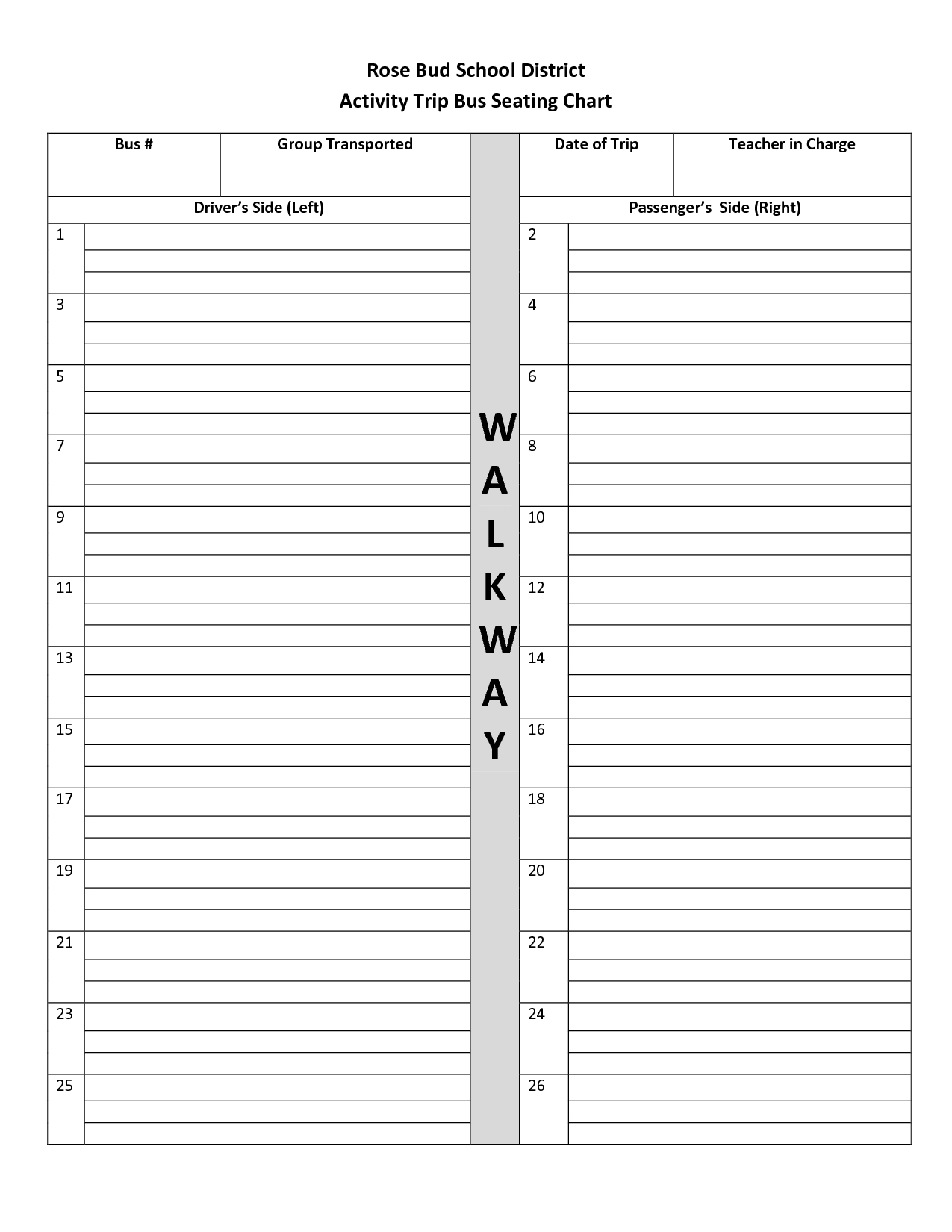 School Bus Seating Chart Template | Free Printables | Manualidades - Free Printable School Bus Template