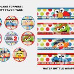 Sesame Street Water Bottle Labels, Cupcake Toppers, Party Tags   Free Printable Sesame Street Cupcake Toppers