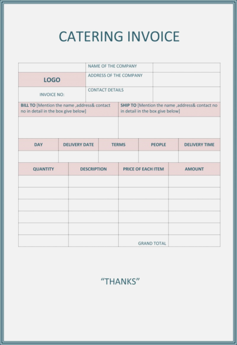 Seven Top Risks Of | Invoice And Resume Template Ideas - Free Printable Catering Invoice Template