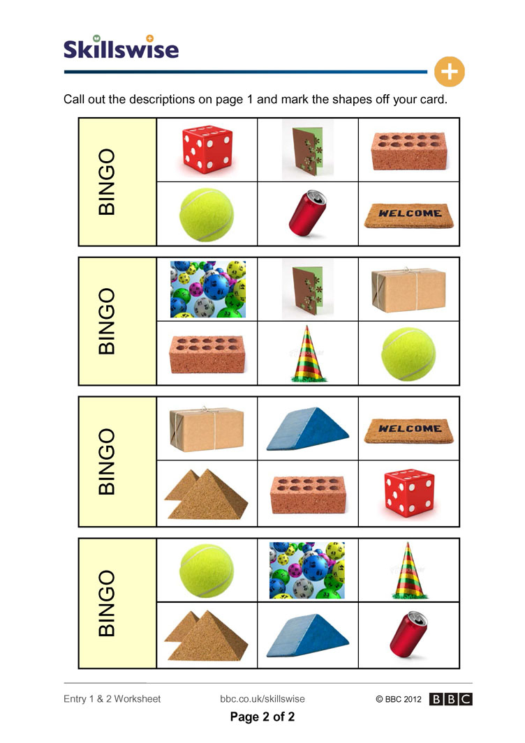 Shape Bingo - 3D Shape Bingo Free Printable