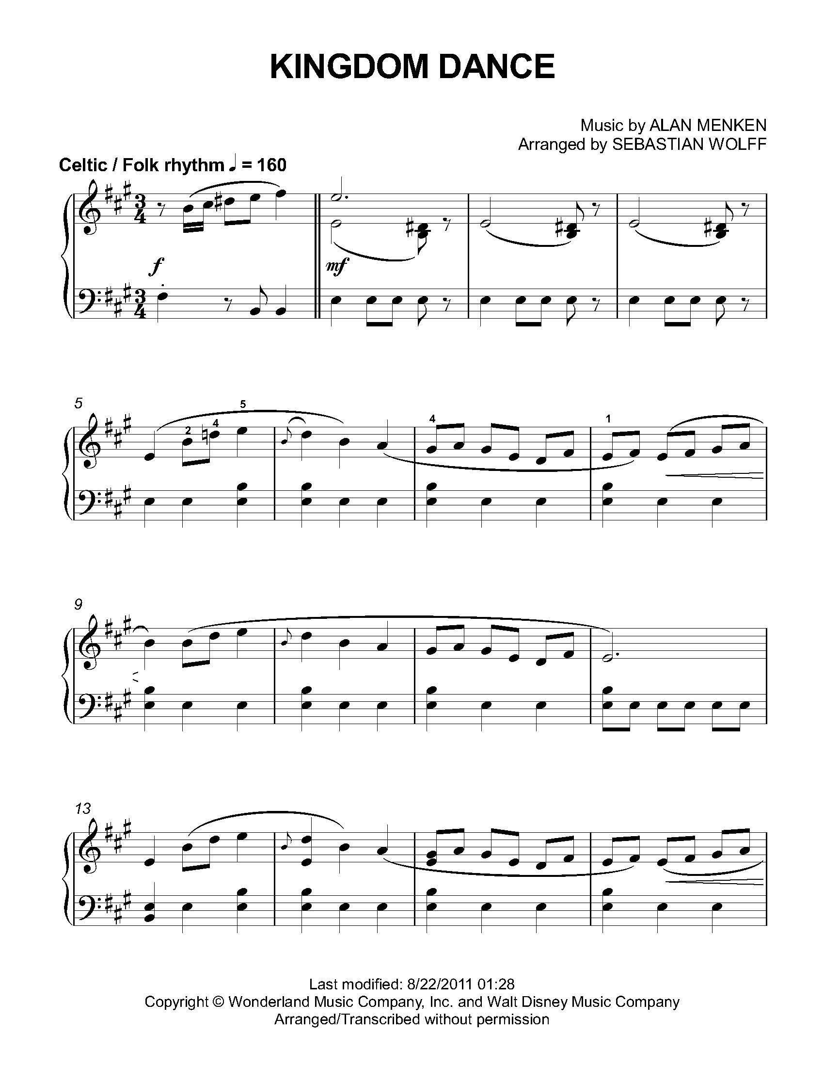 Sheet Music For The Kingdom Dance From Disney&amp;#039;s Tangled. Love It - Free Printable Piano Sheet Music For Popular Songs