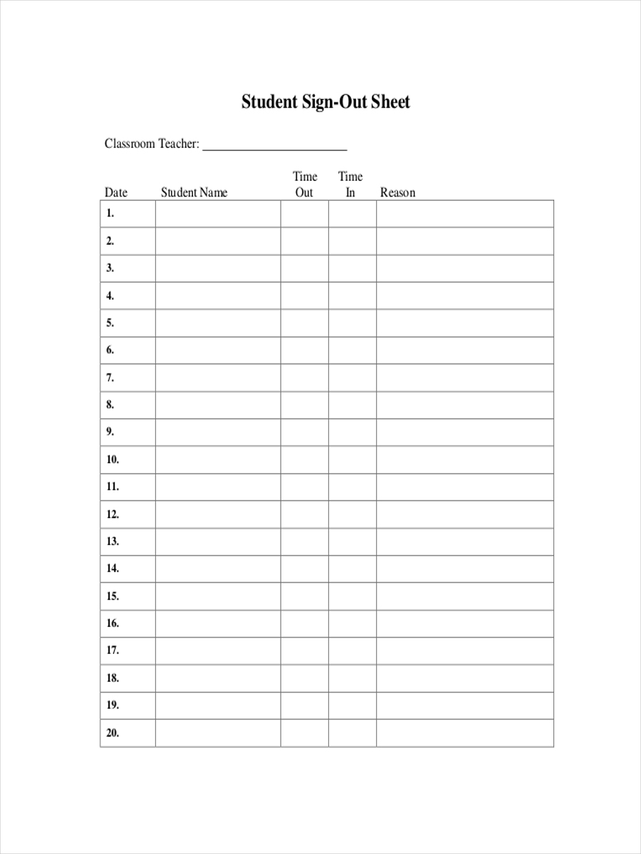 Sign In And Out Sheets For Childcare Monthly Printable Daycare Free - Free Printable Sign In And Out Sheets