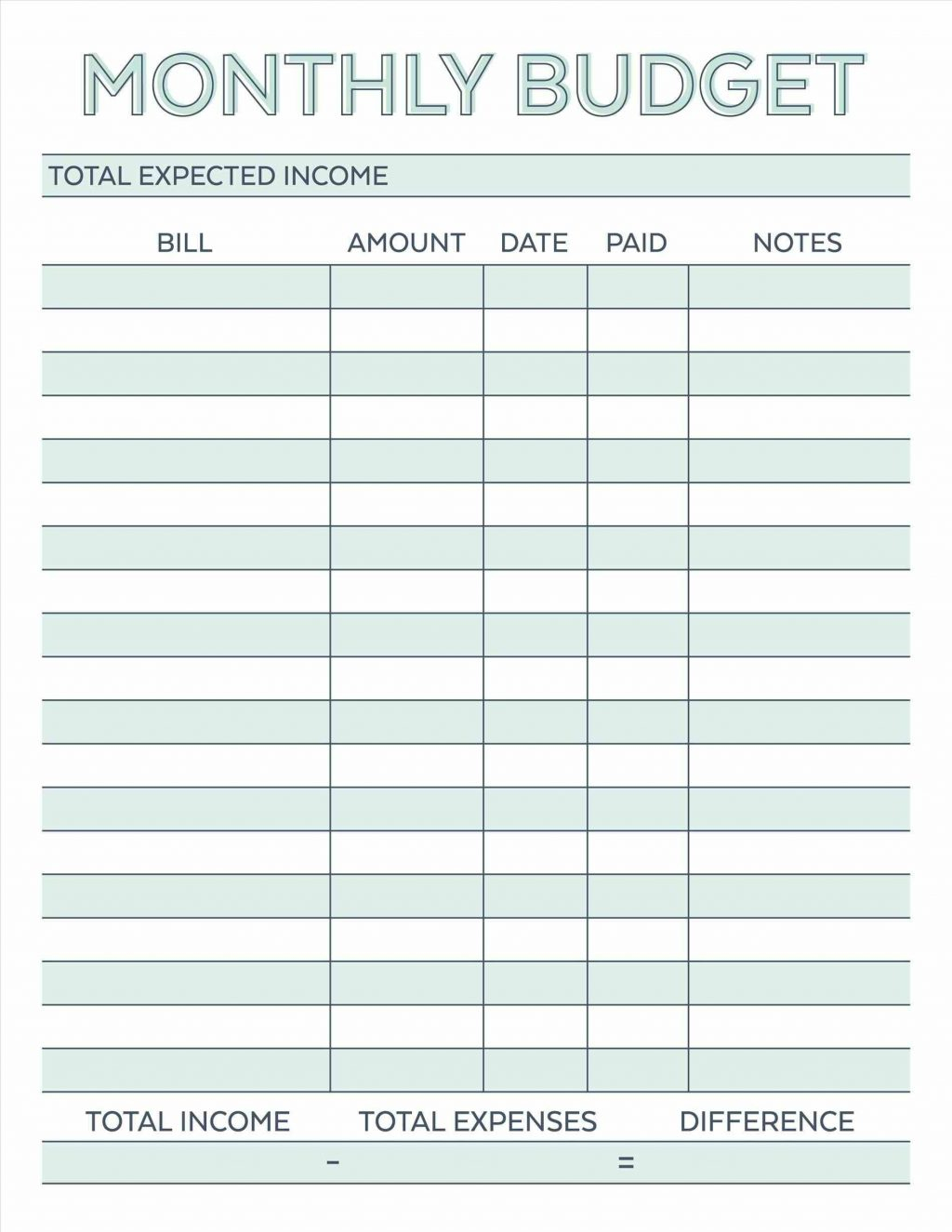 Simple Monthly Home Budget Spreadsheet Household Worksheet Free - Household Budget Template Free Printable