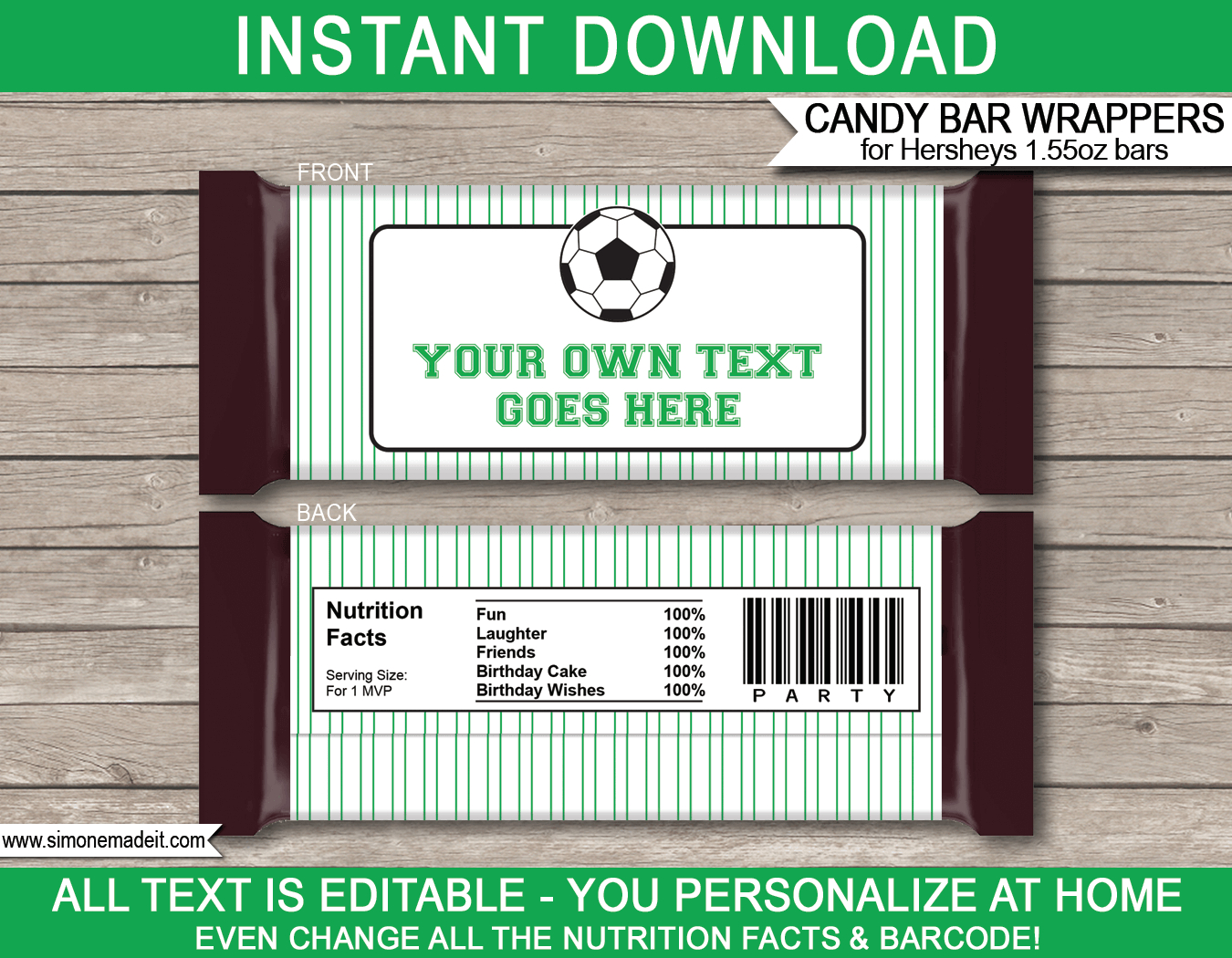 Soccer Hershey Candy Bar Wrappers Template - Free Printable Candy Bar Wrappers Templates