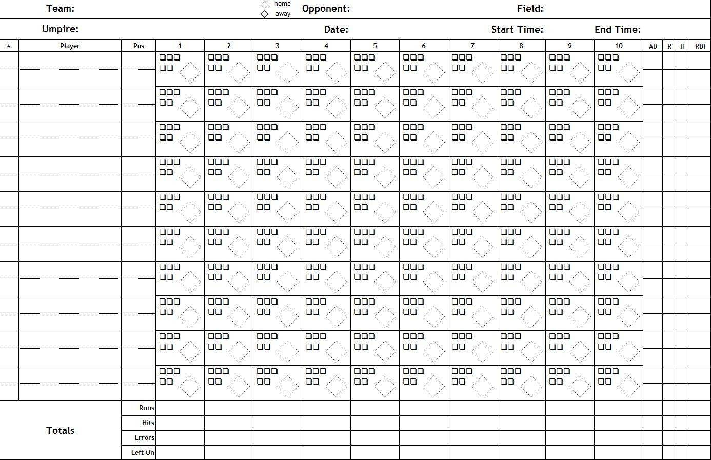 Softball Stat Sheet And Printable Softball Score Sheet Template - Free Printable Softball Stat Sheets