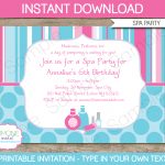 Spa Party Invitations Template | Birthday Party   Free Printable Spa Party Invitations Templates