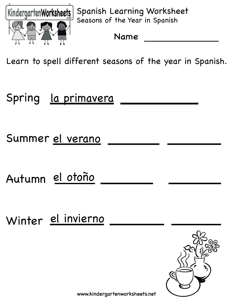 Spanish Worksheets For Kindergarten | Free Spanish Learning - Free Printable Elementary Spanish Worksheets