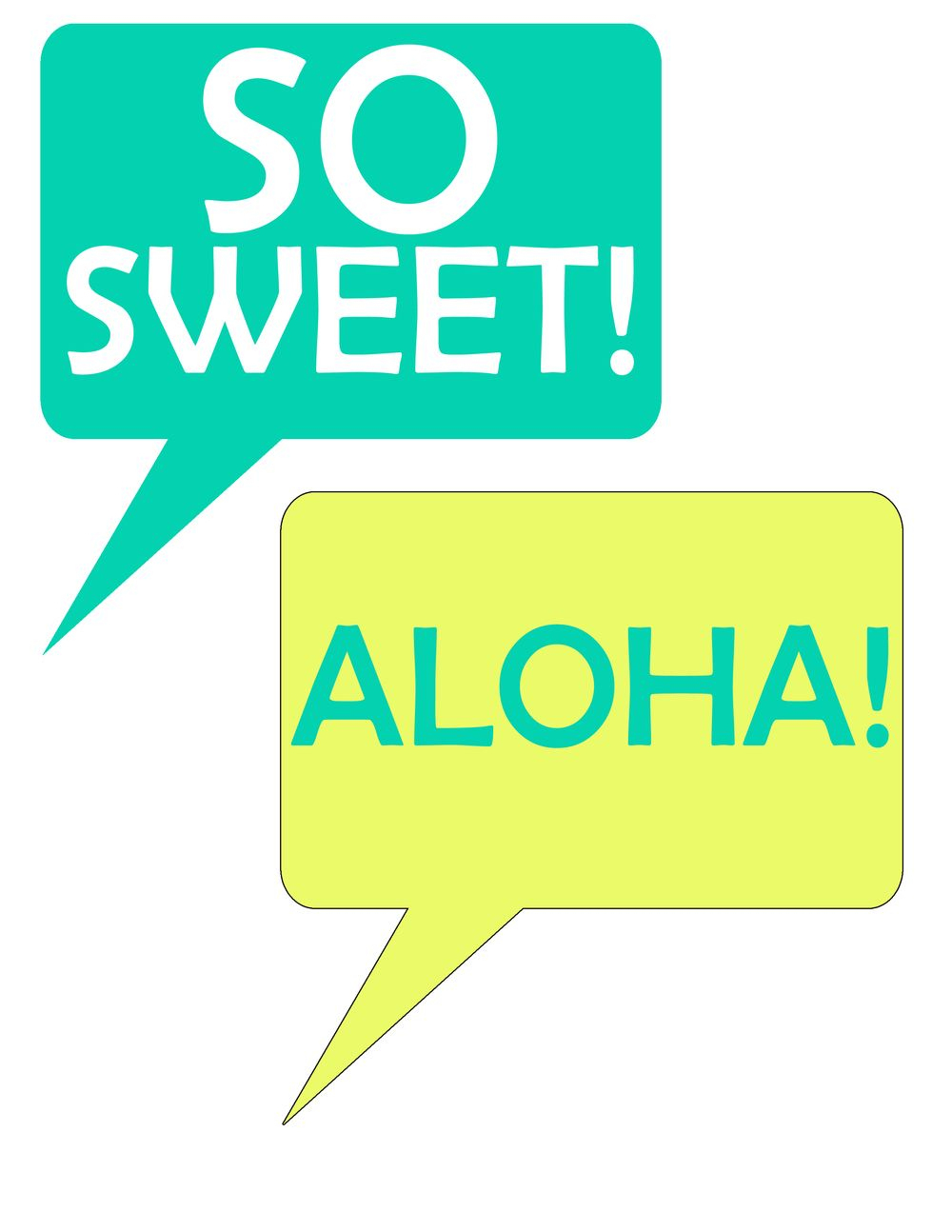 Speech Bubbles From Pineapple Printable Photo Booth Prop Set | Luau - Hawaiian Photo Booth Props Printable Free