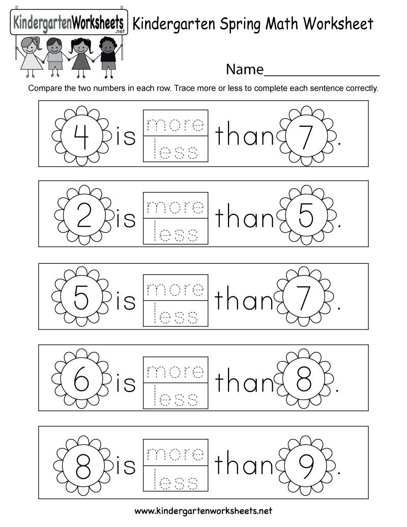 Spring Math Worksheet - Free Kindergarten Seasonal Worksheet For Kids - Free Printable Spring Worksheets For Kindergarten