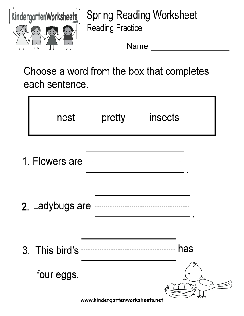 Spring Reading Worksheet - Free Kindergarten Seasonal Worksheet For Kids - Free Printable Spring Worksheets For Kindergarten