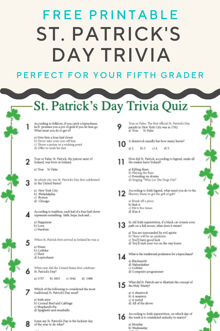St. Patrick&amp;#039;s Day Trivia | Worksheets | Pinterest | St Patrick&amp;#039;s Day - Kwanzaa Trivia Free Printable
