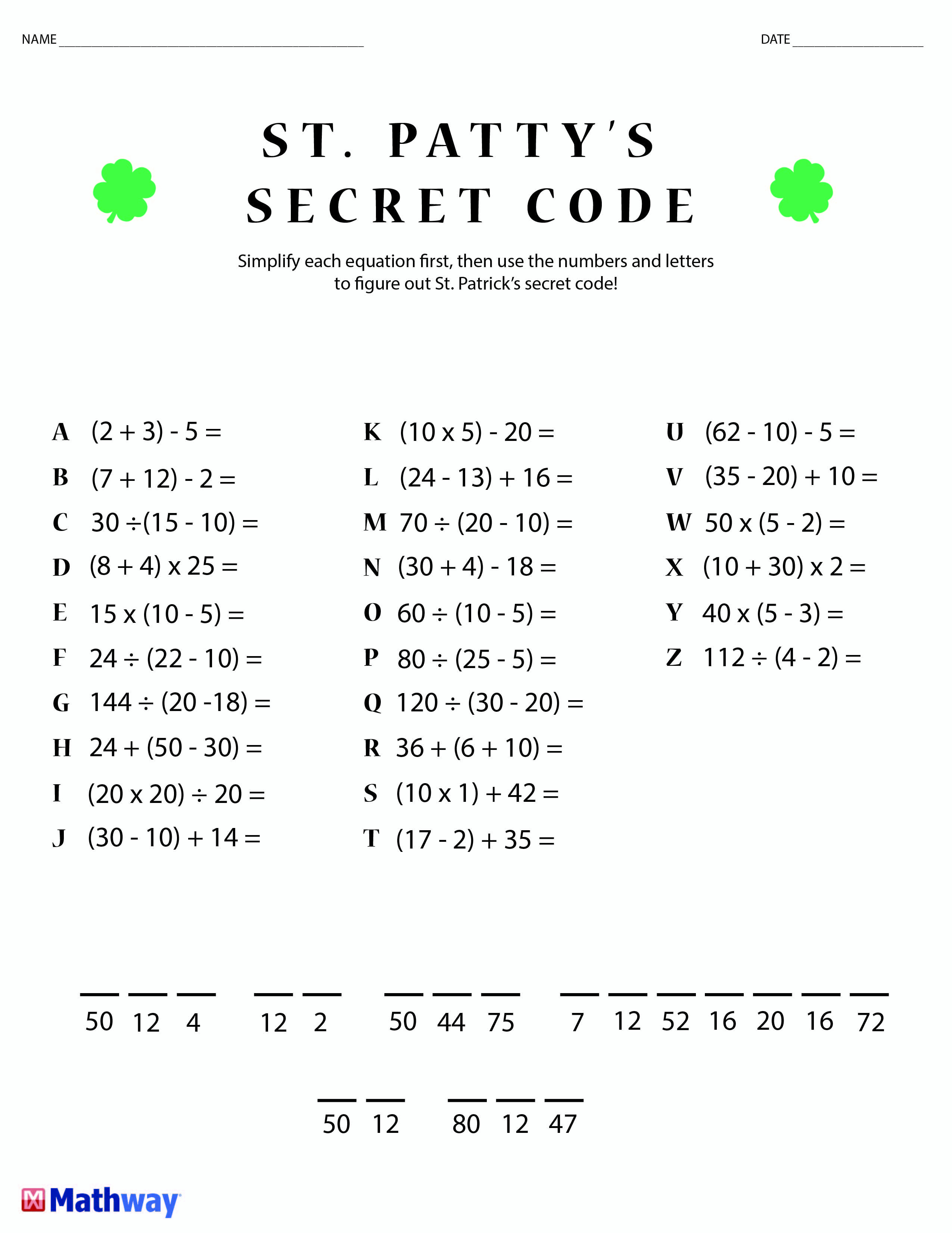 Crack The Code Worksheets Printable Free