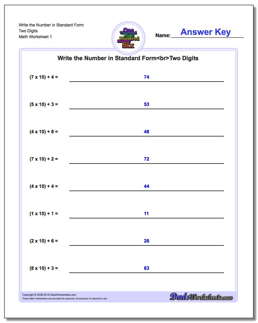 Standard, Expanded And Word Form - Free Printable Expanded Notation Worksheets