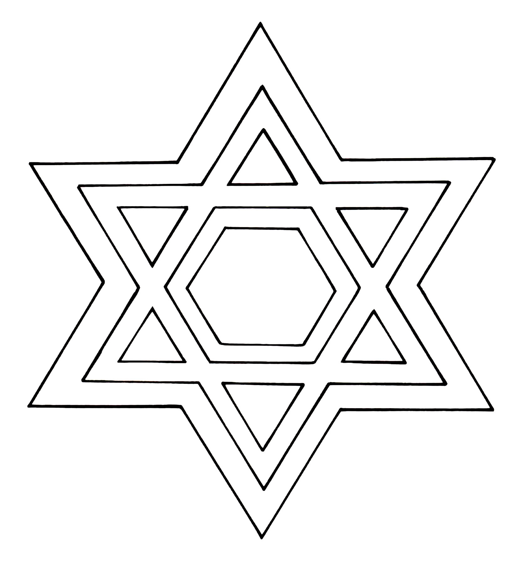 Star Of David Coloring Page - Star Of David Template Free Printable