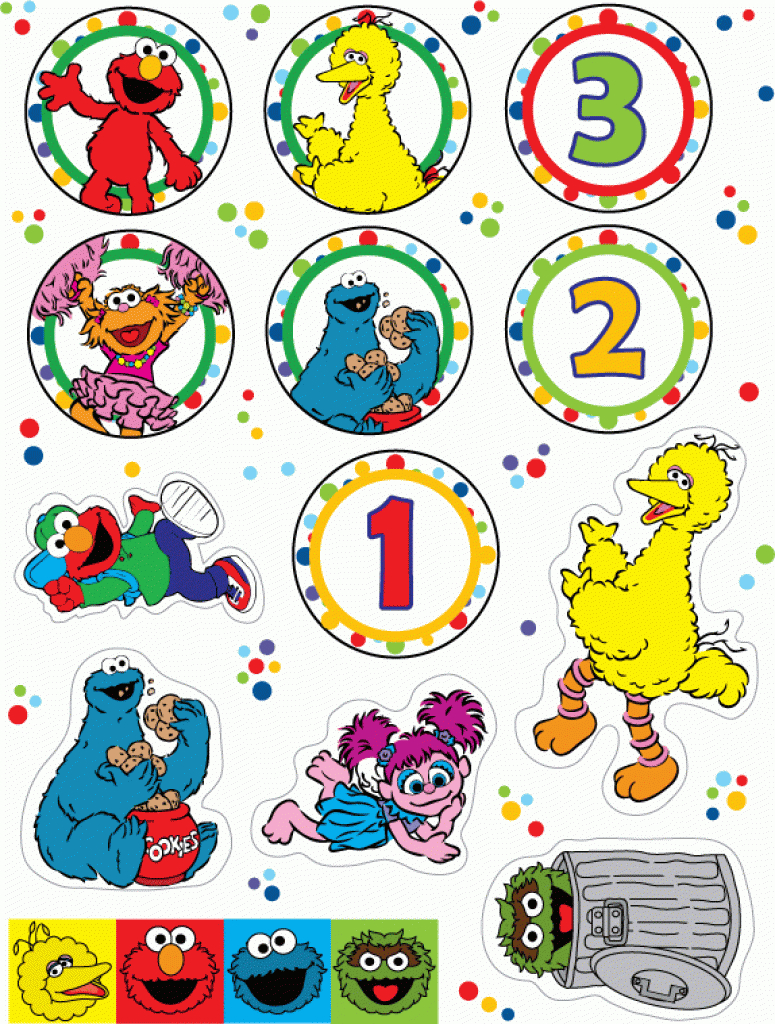 Stickers/cupcake Toppers-Tons Of Free Printables On This Site Within - Free Printable Sesame Street Cupcake Toppers