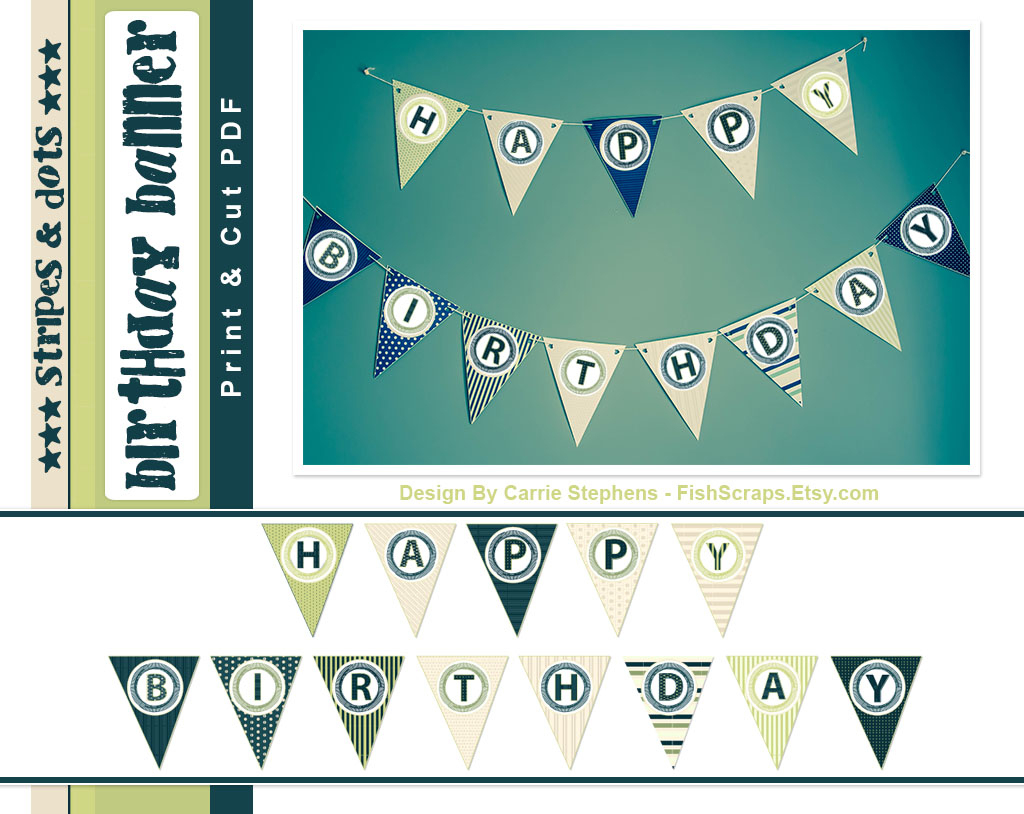 Stripes &amp;amp; Dots Birthday Banner Free Printable! - Or So She Says - Free Printable Birthday Banner