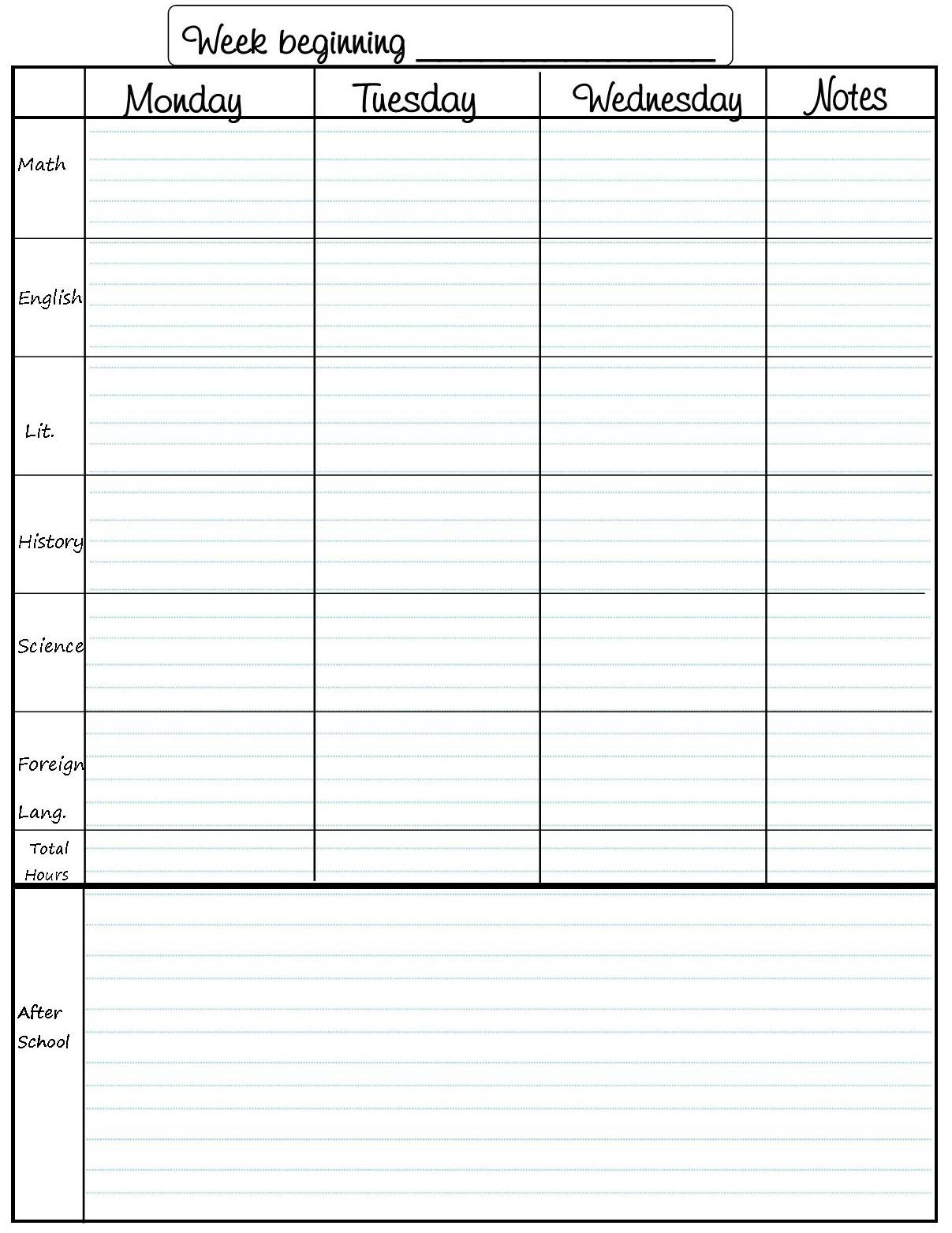 Student Planner Template Free Printable | Printable Planner Template - Free Printable Student Planner