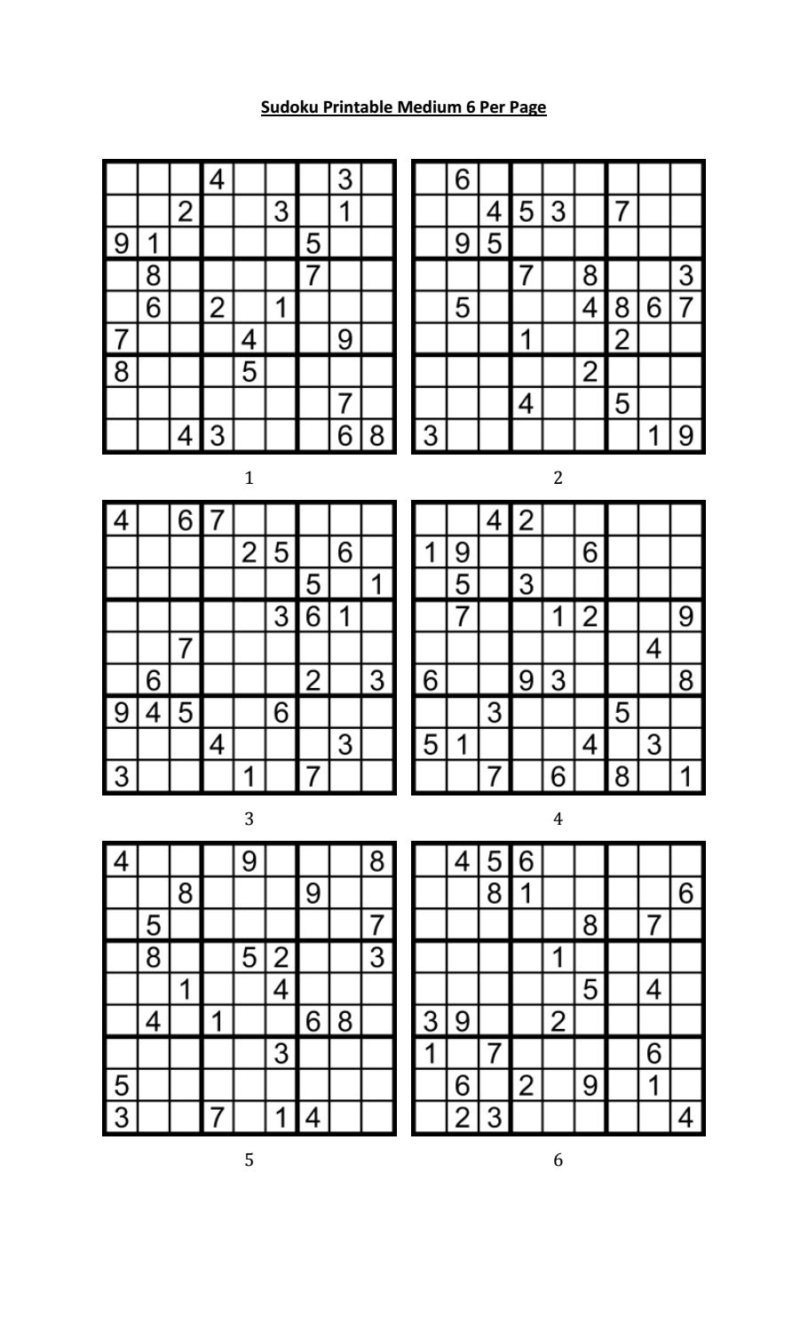 Printable Sudoku 6 Per Page Printable World Holiday