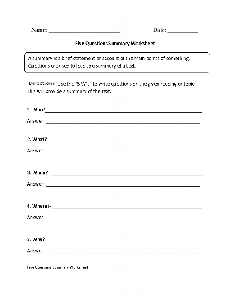 Summarizing Worksheets 4Th Grade For Printable. Summarizing Inside - Free Printable Summarizing Worksheets 4Th Grade