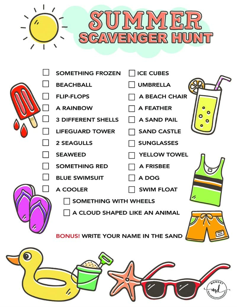 Summer Scavenger Hunt Free Printable For Kids - - Free Printable Scavenger Hunt