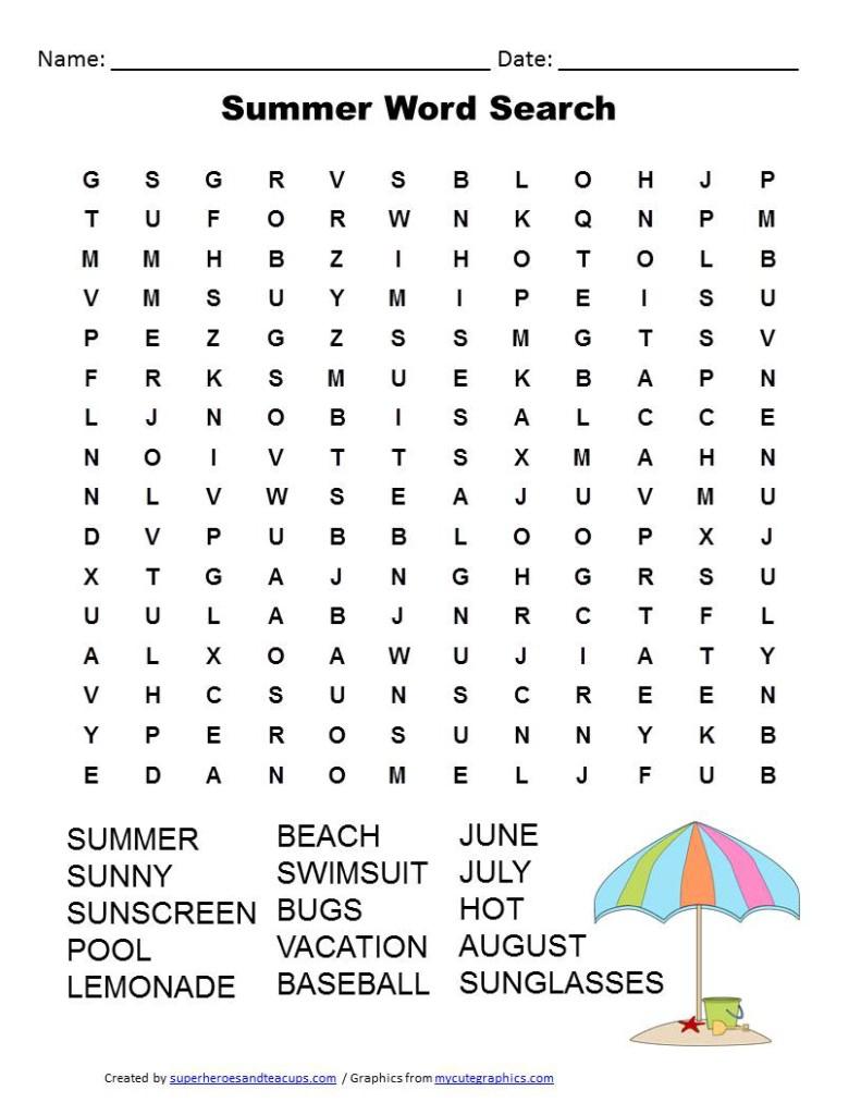 Summer Word Search Free Printable - Free Printable Word Searches