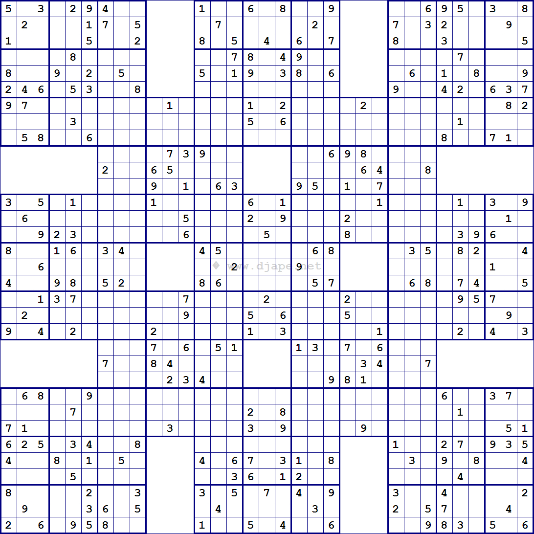 Super Samurai Sudoku 13 Grids | Sudoku | Pinterest | Sudoku Puzzles - Free Printable Samurai Sudoku