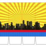 Superheroes: Free Printable Invitations, Boxes And Free Party   Free Printable Superhero Skyline