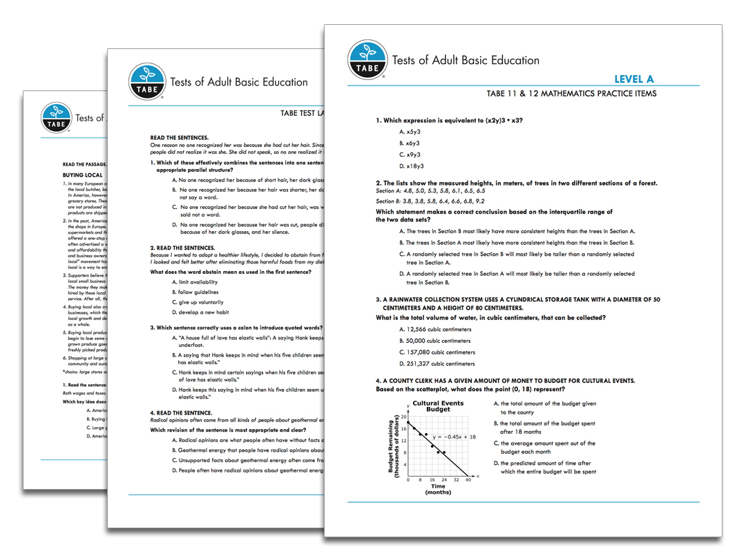 Tabe 11&amp;amp;12 Sample Practice Items | Tabetest | Tabetest - Ged Reading Practice Test Free Printable