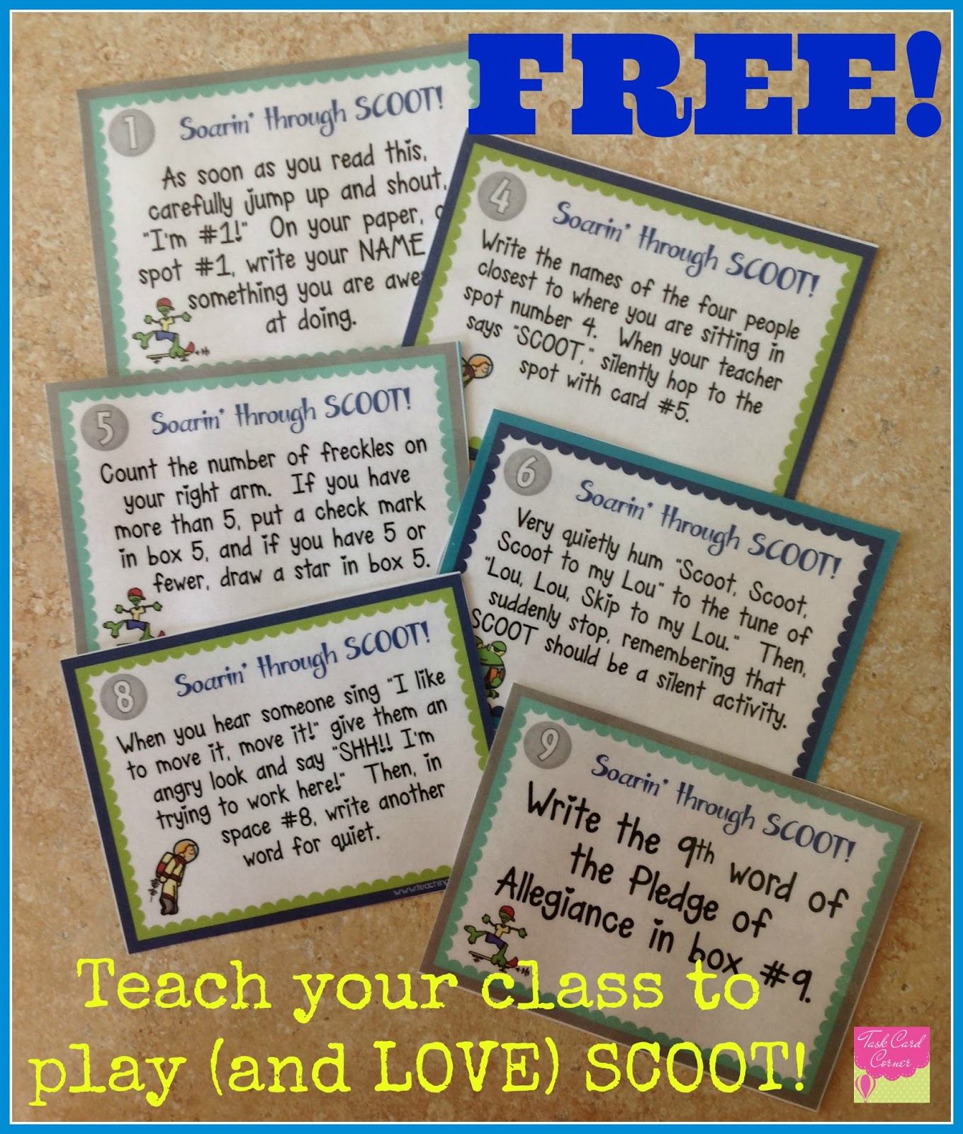 Task Card Corner: Getting Started With Task Cards: Play Scoot! - Free Printable Kindergarten Task Cards