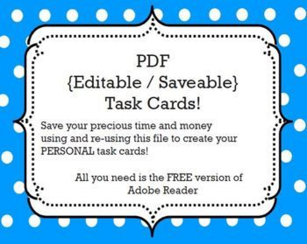 Task Cards Template: {Editable/savable} Pdf | Classroom Stuff Within - Free Printable Blank Task Cards
