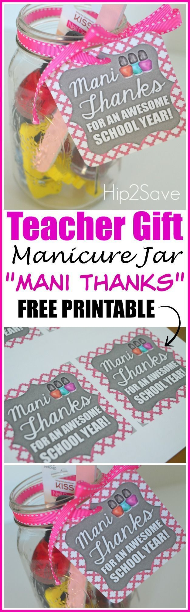 Teacher Appreciation Gift Idea: &amp;quot;mani Thanks&amp;quot; Manicure Jar With Free - Printable Thangles Free