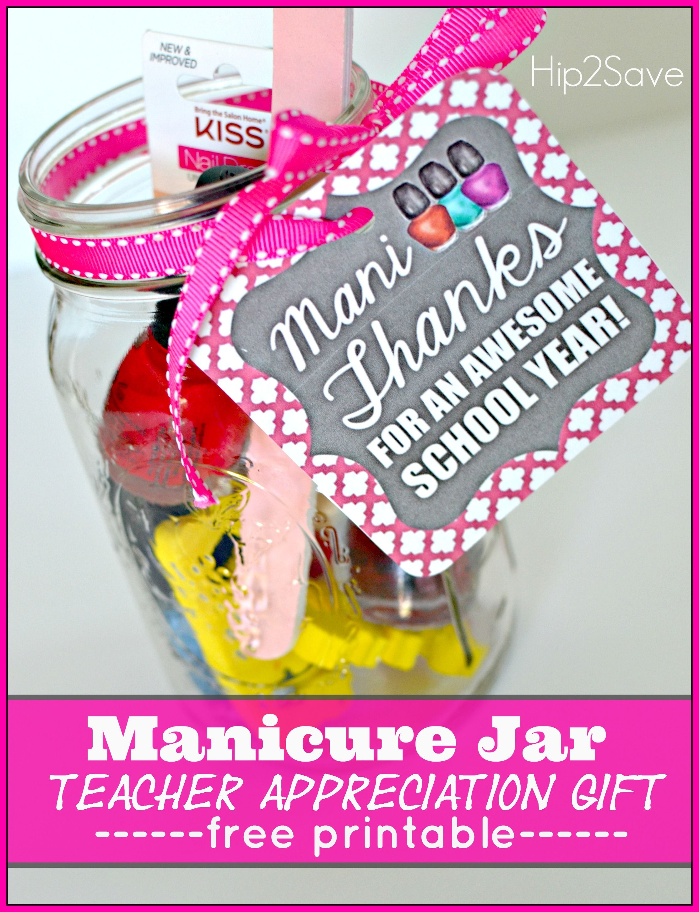 Teacher Appreciation Gift Idea: &amp;quot;mani Thanks&amp;quot; Manicure Jar With Free - Printable Thangles Free