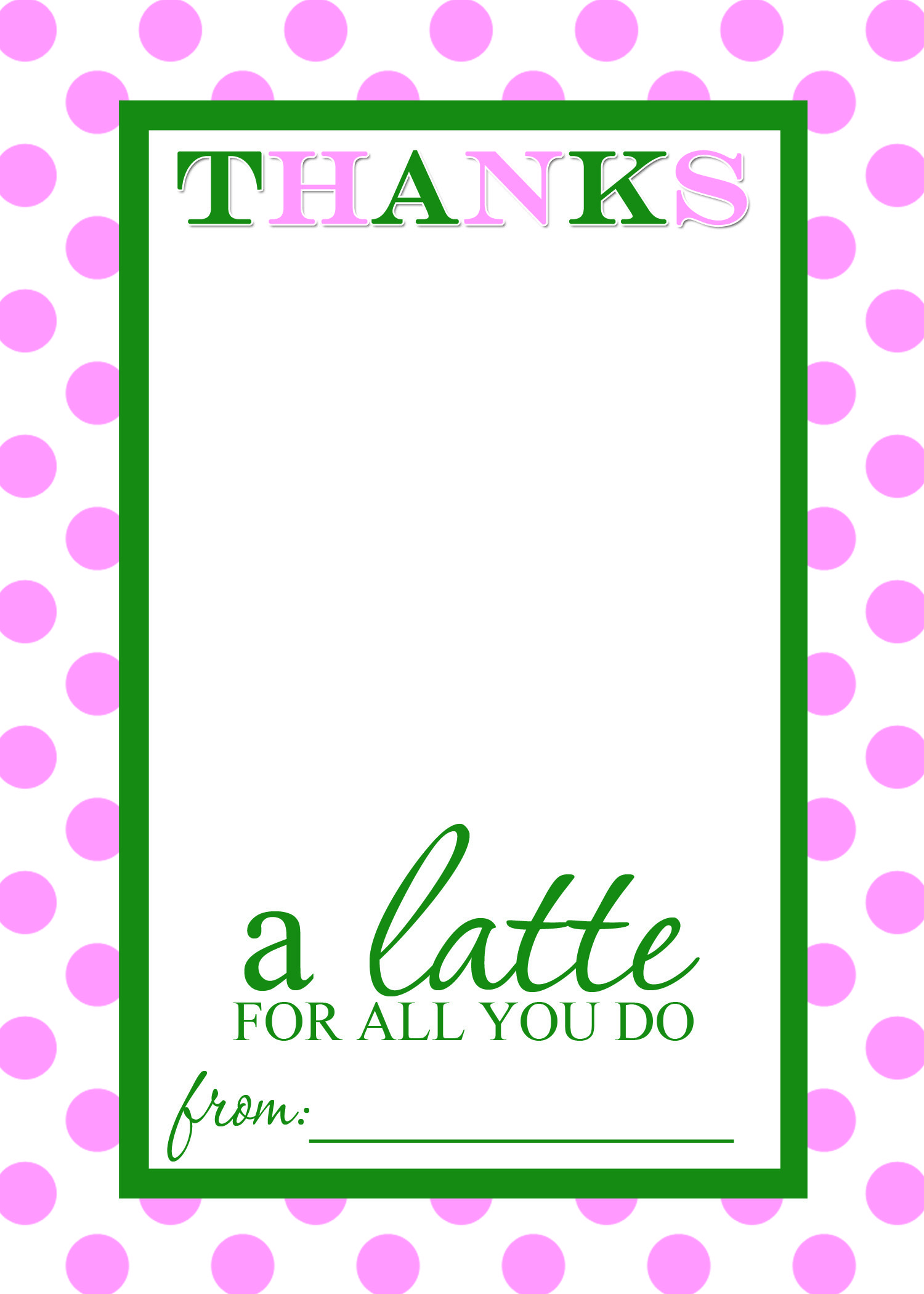 Teacher Appreciation Gift Idea - Thanks A Latte Free Printable Card - Thanks A Latte Free Printable Card