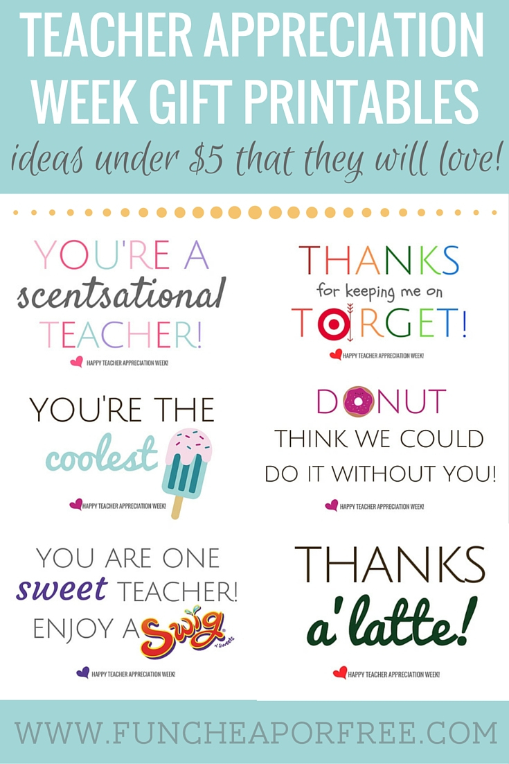 Teacher Appreciation Printables - Gifts Under $5! - Fun Cheap Or Free - Free Printable Teacher Appreciation Cards