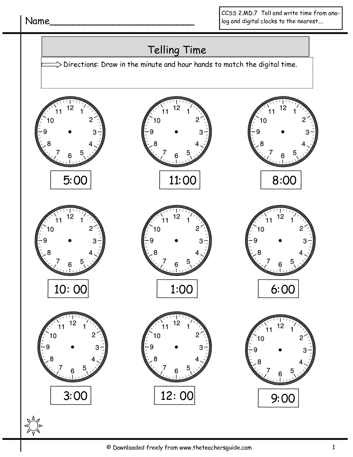 Telling Time Worksheets From The Teacher&amp;#039;s Guide - Free Printable Telling Time Worksheets