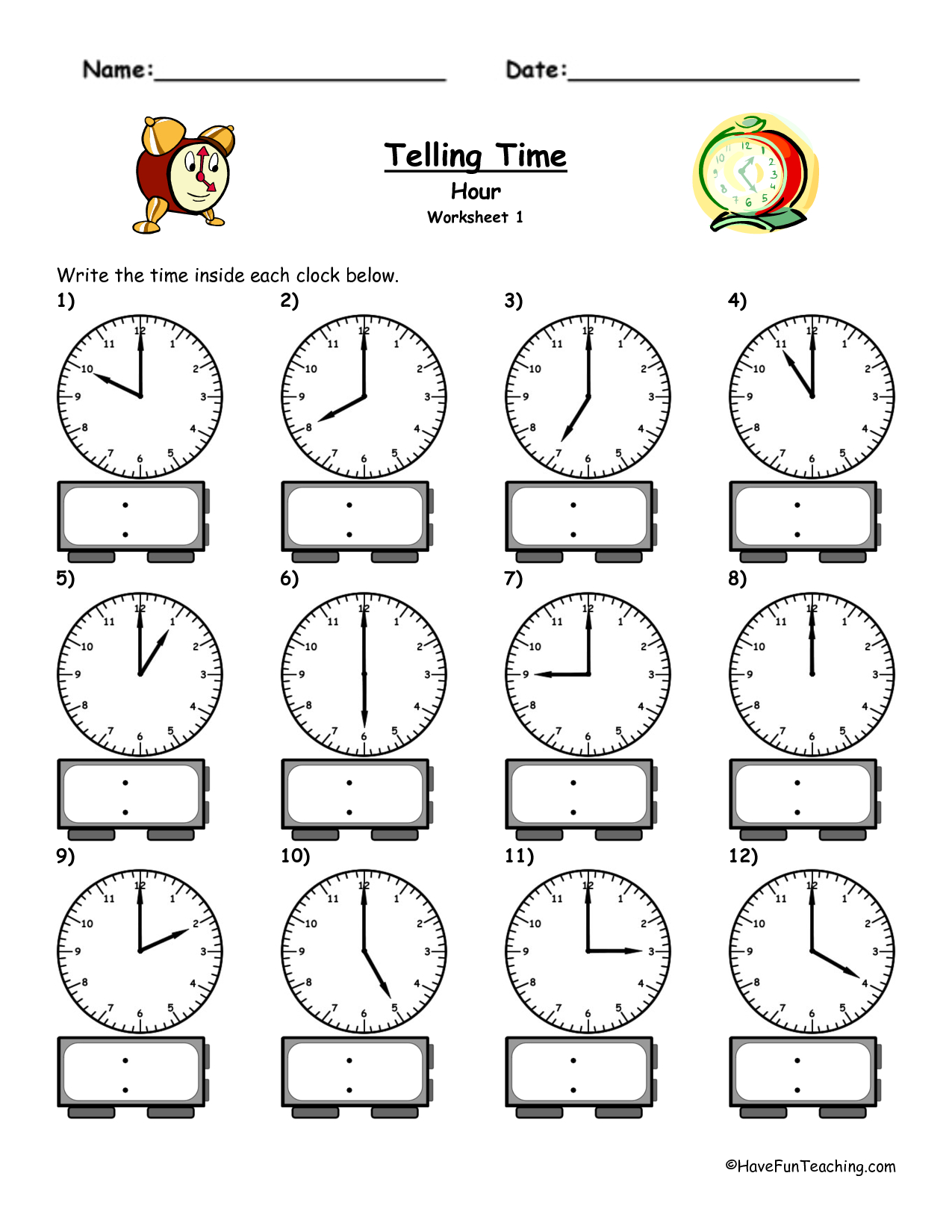 Telling Time Worksheets - Google Search | L&amp;#039;heure | Pinterest - Free Printable Telling Time Worksheets