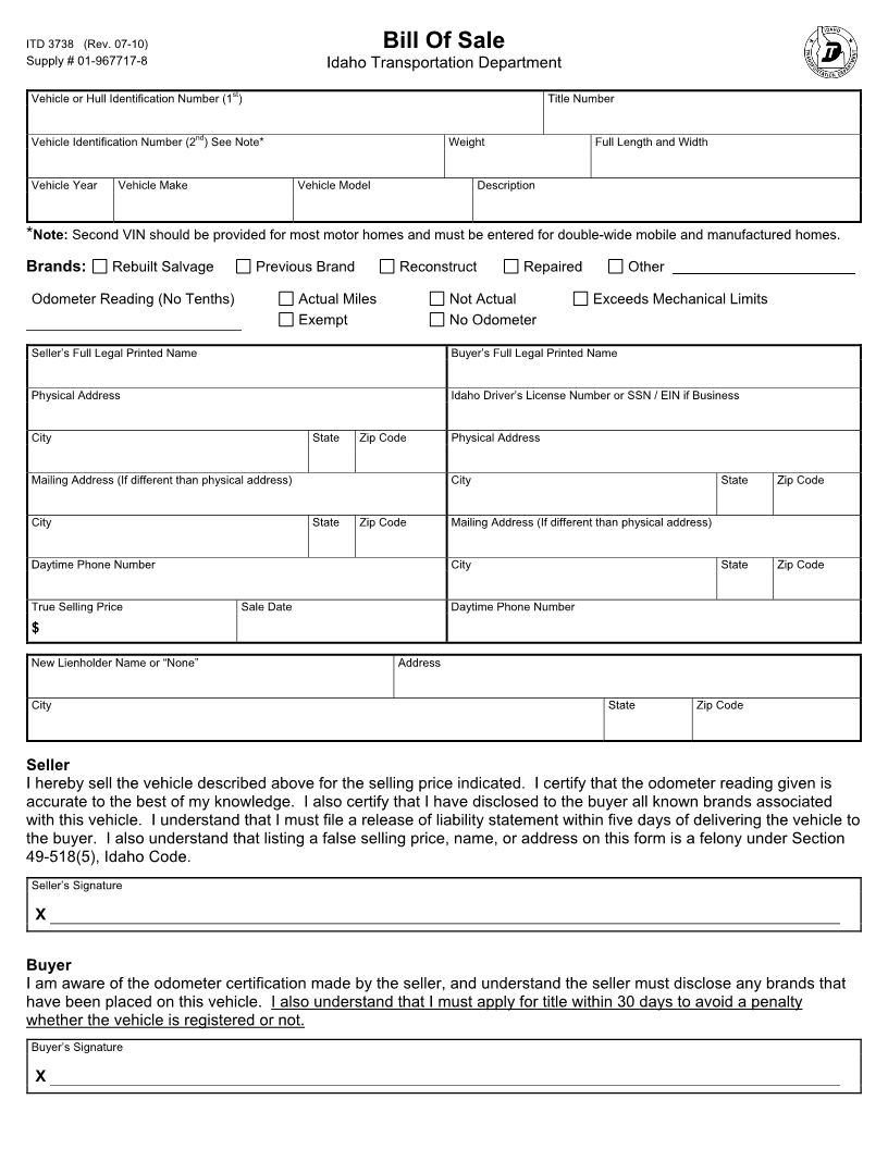 Template: Manufactured Mobile Home Bill Of Sale - Free Printable Mobile Home Bill Of Sale