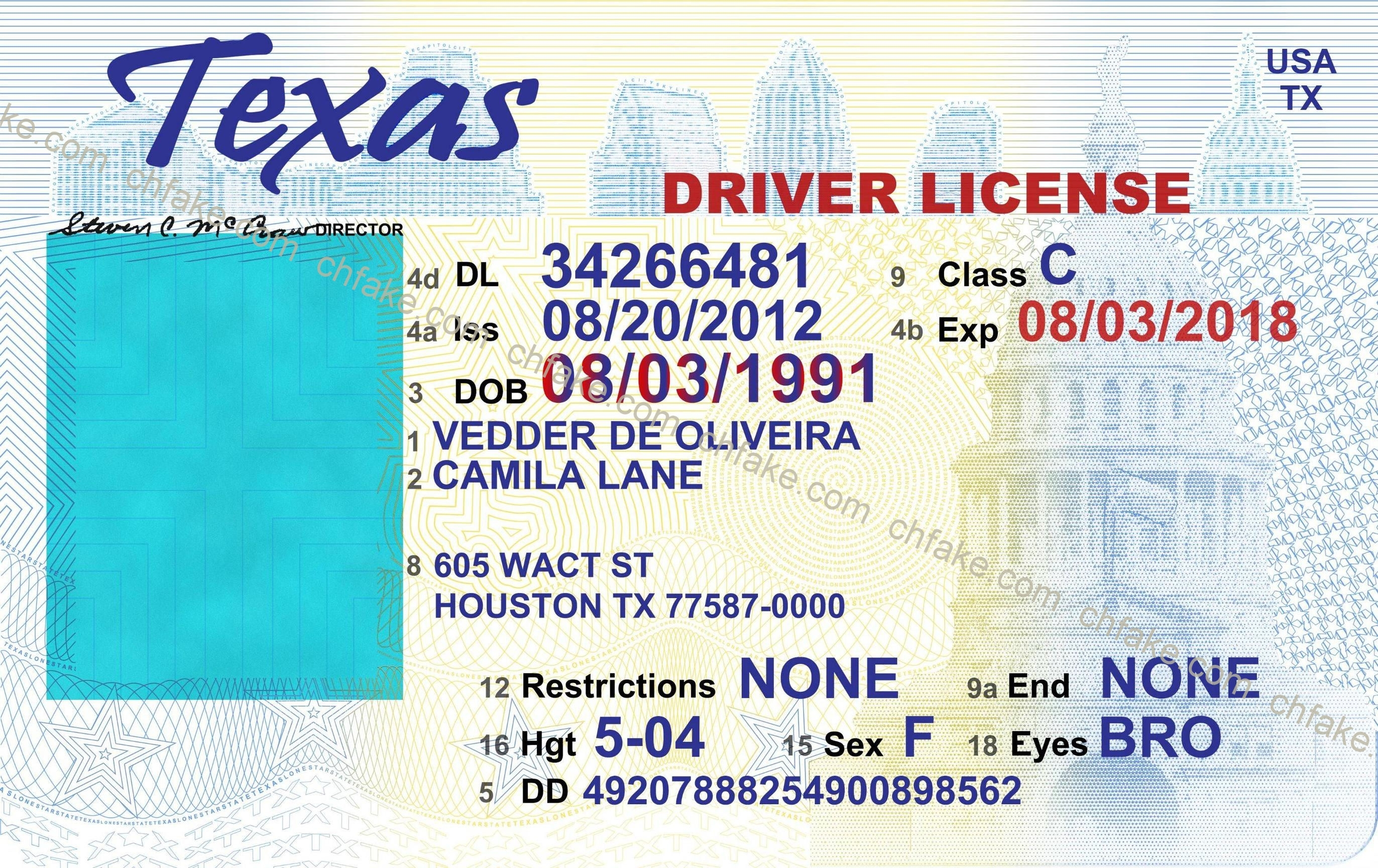 template texas drivers license psd