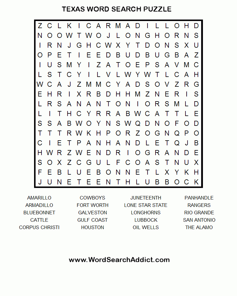 Texas Word Search Puzzle | Smarty Pants | Pinterest | Puzzles For - Free Printable Puzzles For Kids