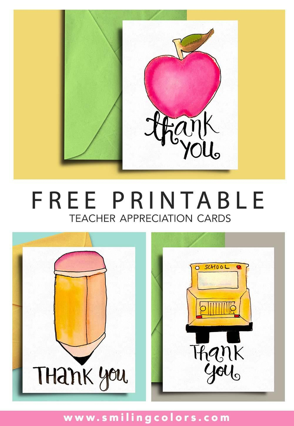 Thank You Card For Teacher And School Bus Driver With Free - Free Printable Teacher Appreciation Cards