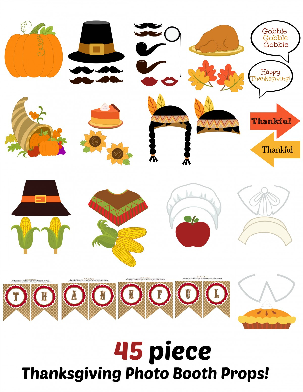 Thanksgiving Photo Booth Free Printables - Free Printable Thanksgiving Photo Props