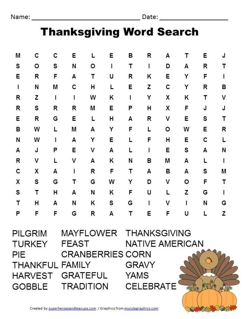 Thanksgiving Word Search Free Printable | Thanksgiving Crafts - Word Search Free Printable Easy
