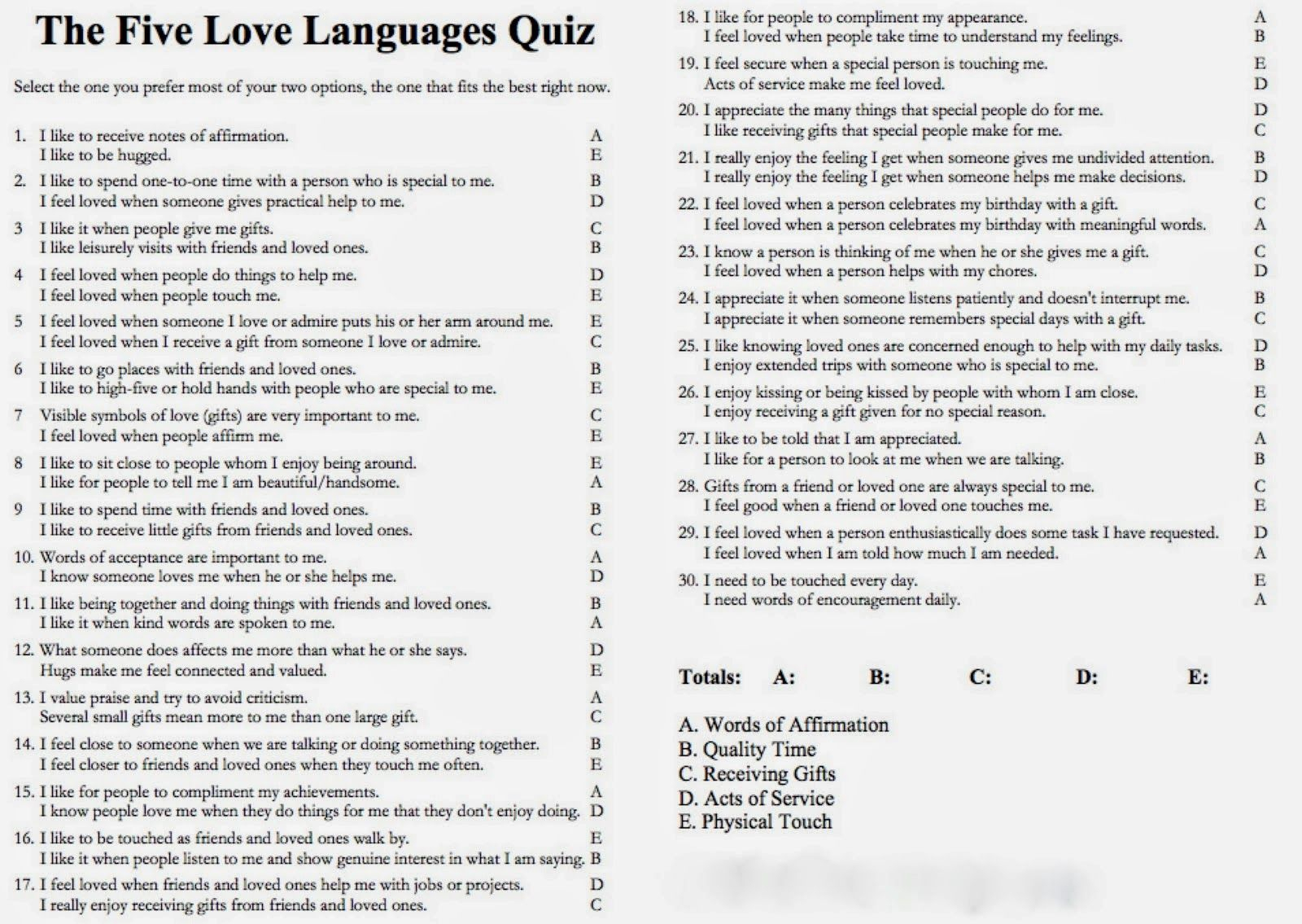 The 5 Love Languages Quiz | Me | Pinterest | Love Languages, Love - Free Printable Compatibility Test For Couples