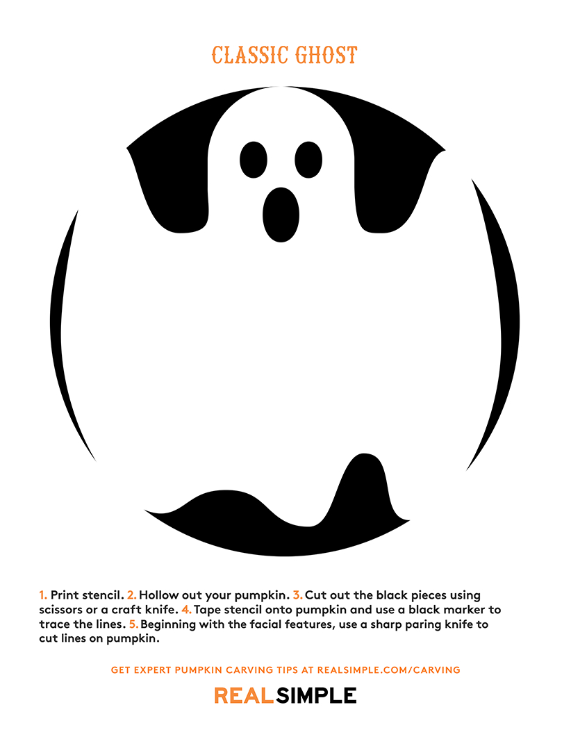 The Best Ghost Pumpkin Designs | Real Simple - Free Printable Pumpkin Carving Templates Dog
