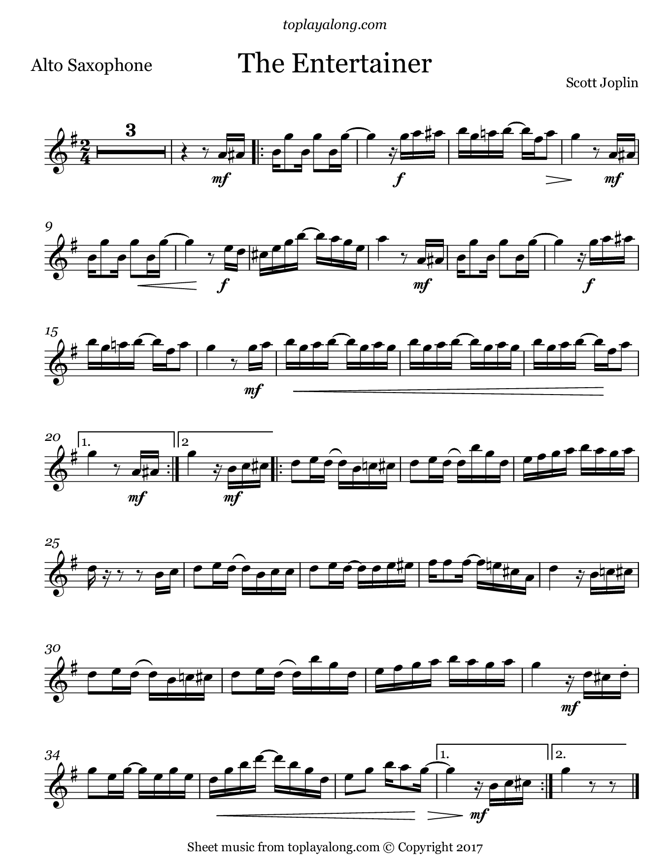 The Entertainer – Toplayalong - Free Printable Sheet Music For The Entertainer