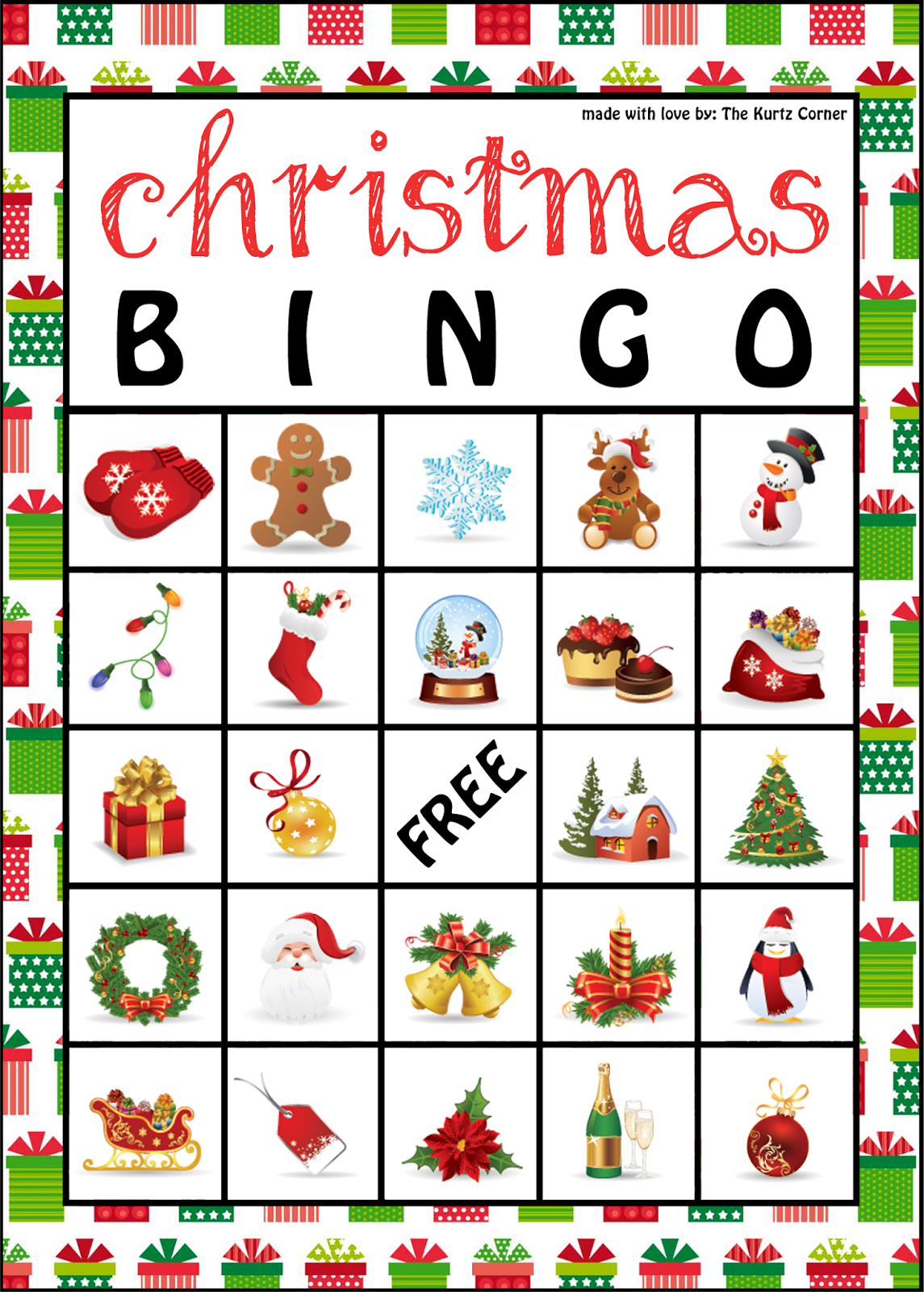 The Kurtz Corner: Free Printable Christmas Bingo Cards | Winter / X - Free Christmas Bingo Game Printable