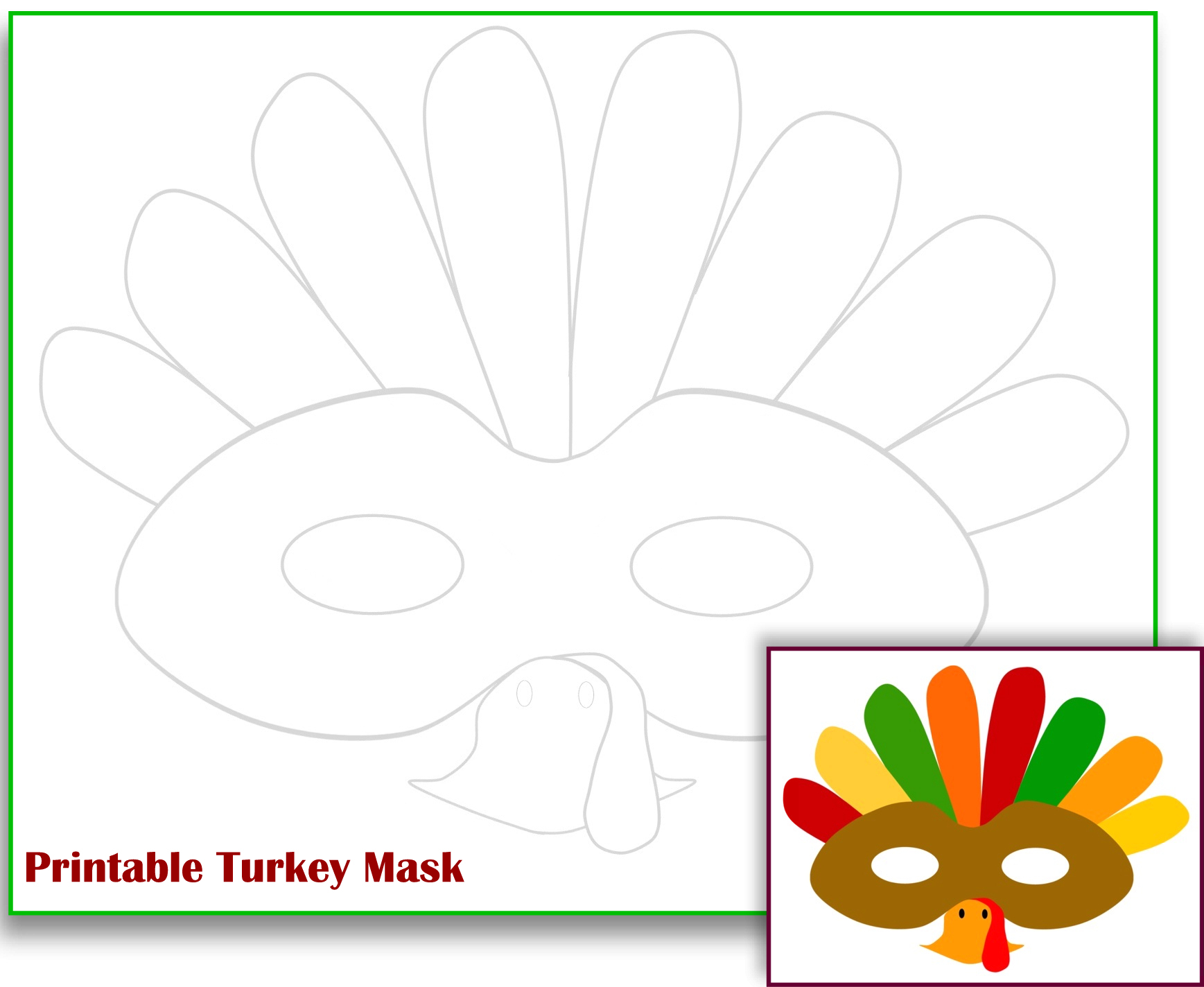 The Mama Zone Free Printable Turkey Mask Free Printable Turkey - Free Printable Turkey Template
