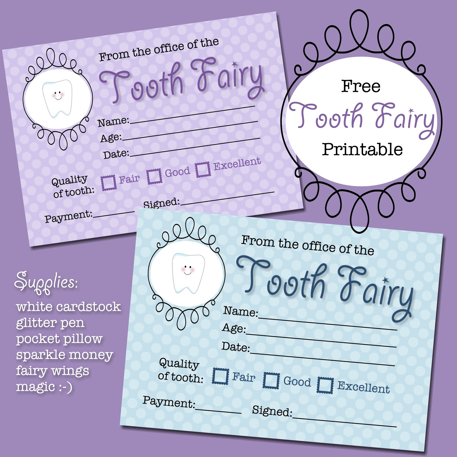 The Polka Dot Posie: Free Tooth Fairy Receipt Printable - Free Printable Tooth Fairy Pictures