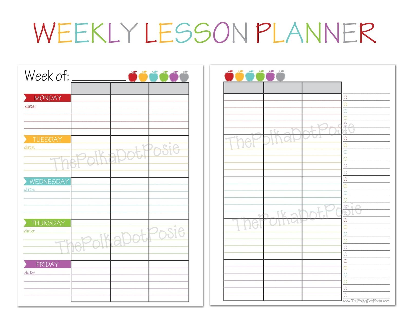 The Polka Dot Posie: New! Teacher &amp;amp; Homeschool Planners | Plan It - Printable Teacher Planner Free